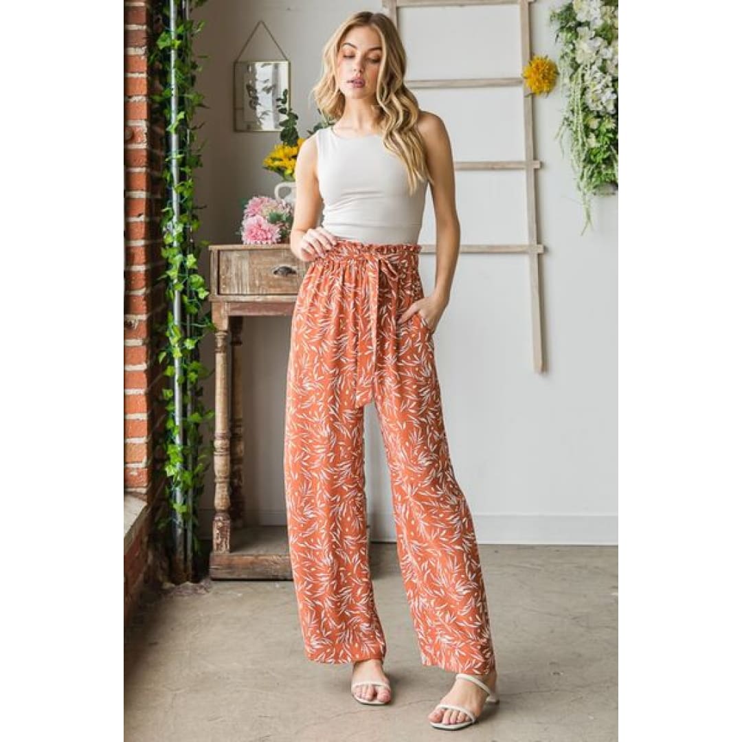 Heimish Full Size Printed Tied Straight Casual Pants | The Urban Clothing Shop™