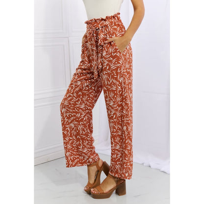 Heimish Right Angle Full Size Geometric Printed Pants in Red Orange | The Urban Clothing