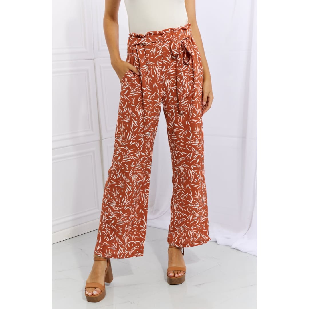 Heimish Right Angle Full Size Geometric Printed Pants in Red Orange | The Urban Clothing