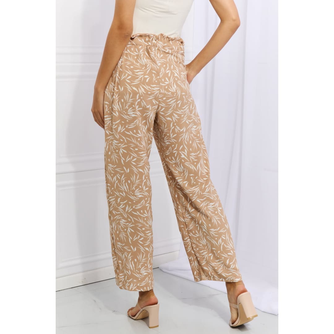 Heimish Right Angle Full Size Geometric Printed Pants in Tan | The Urban Clothing Shop™