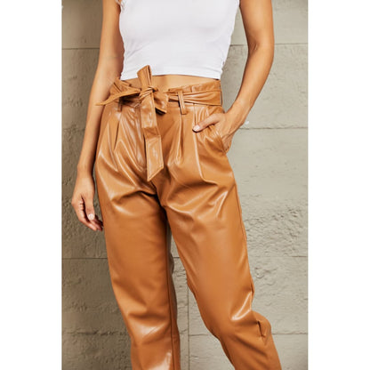 HEYSON Powerful You Full Size Faux Leather Paperbag Waist Pants | The Urban Clothing Shop™