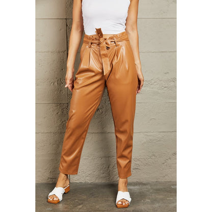 HEYSON Powerful You Full Size Faux Leather Paperbag Waist Pants | The Urban Clothing Shop™