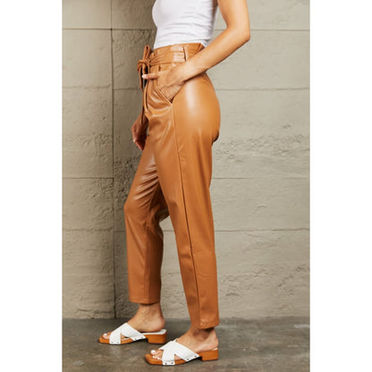 HEYSON Powerful You Full Size Faux Leather Paperbag Waist Pants | The Urban Clothing Shop™