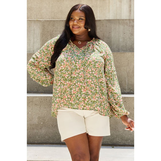HEYSON She’s Blossoming Full Size Balloon Sleeve Floral Blouse | The Urban Clothing Shop™