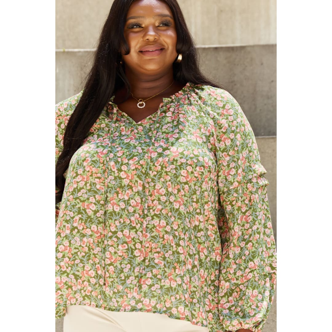 HEYSON She’s Blossoming Full Size Balloon Sleeve Floral Blouse | The Urban Clothing Shop™