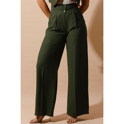 High Waist Linen Pants - Olive | Hushy Wear