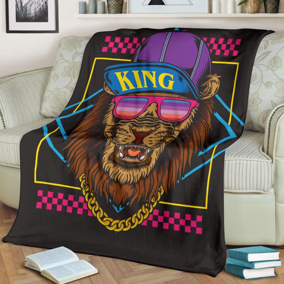 Hip Hop Lion Snapback Retro Premium Blanket | The Urban Clothing Shop™