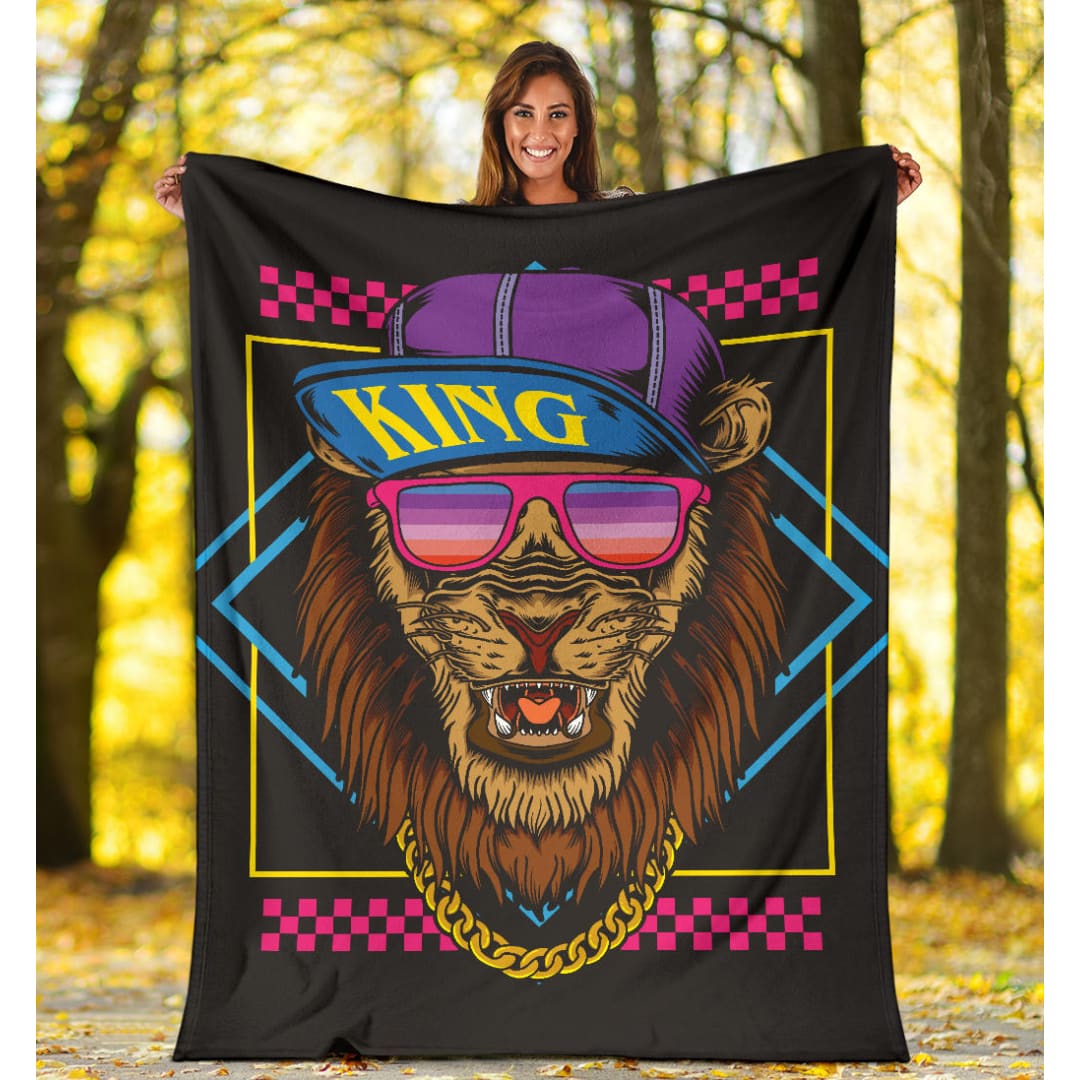 Hip Hop Lion Snapback Retro Premium Blanket | The Urban Clothing Shop™