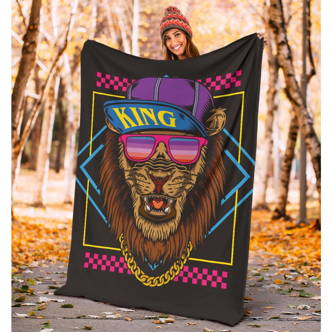 Hip Hop Lion Snapback Retro Premium Blanket | The Urban Clothing Shop™