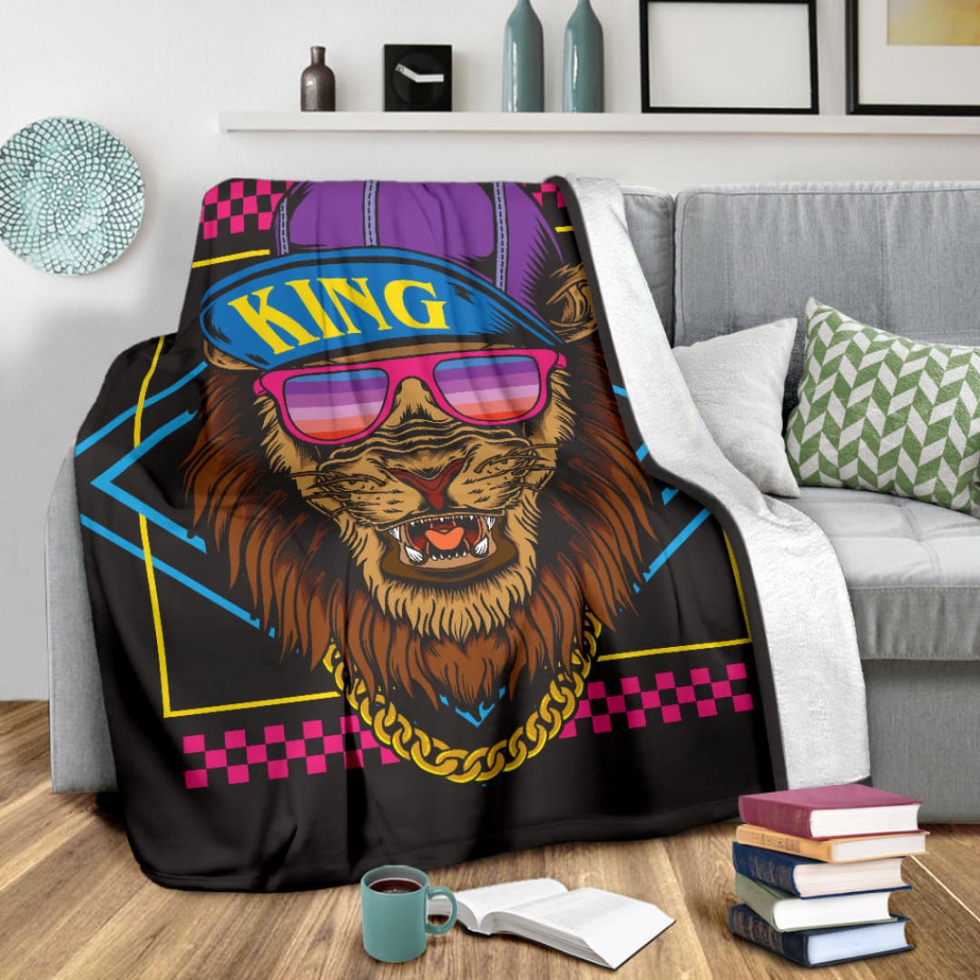 Hip Hop Lion Snapback Retro Premium Blanket | The Urban Clothing Shop™