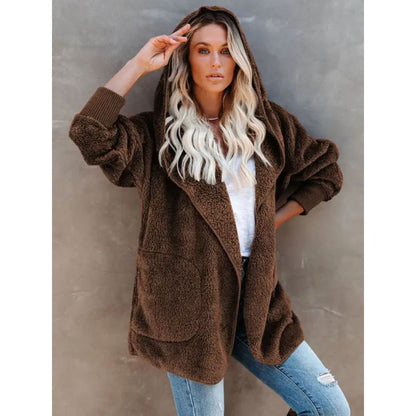 Hooded Fleece Cardigan Coat | FashionFitz