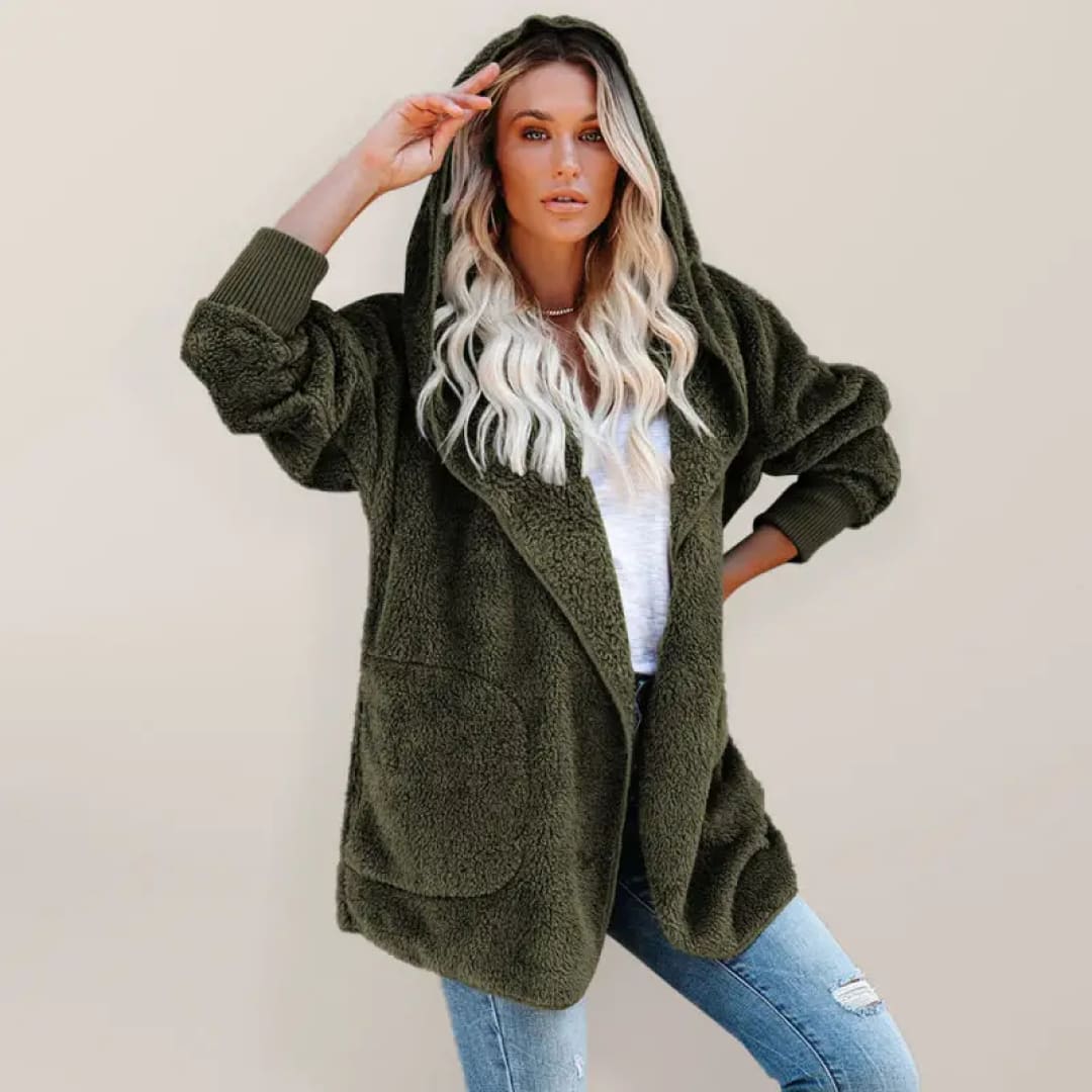 Hooded Fleece Cardigan Coat | FashionFitz