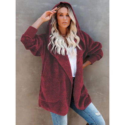 Hooded Fleece Cardigan Coat | FashionFitz