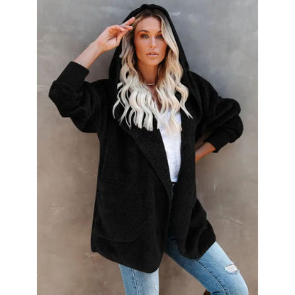 Hooded Fleece Cardigan Coat | FashionFitz