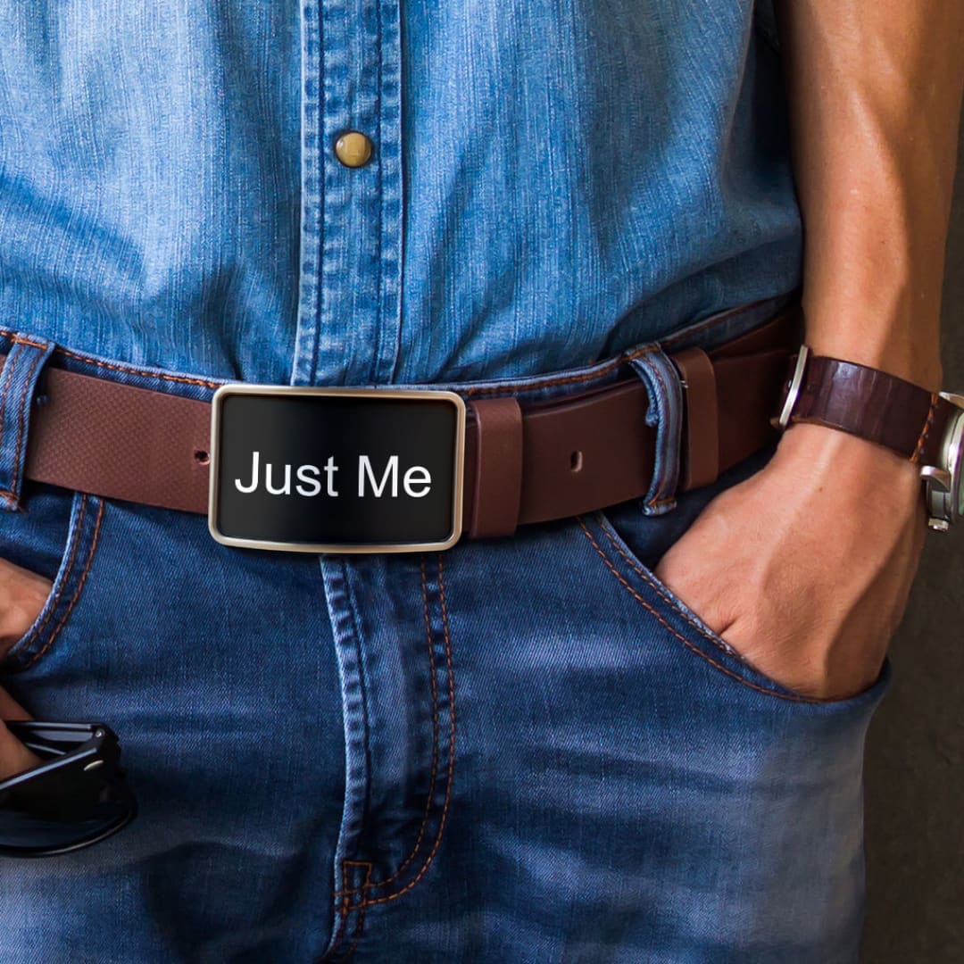 Hoodies ’Just Me’ Belt Buckle ’White’ | The Urban Clothing Shop™