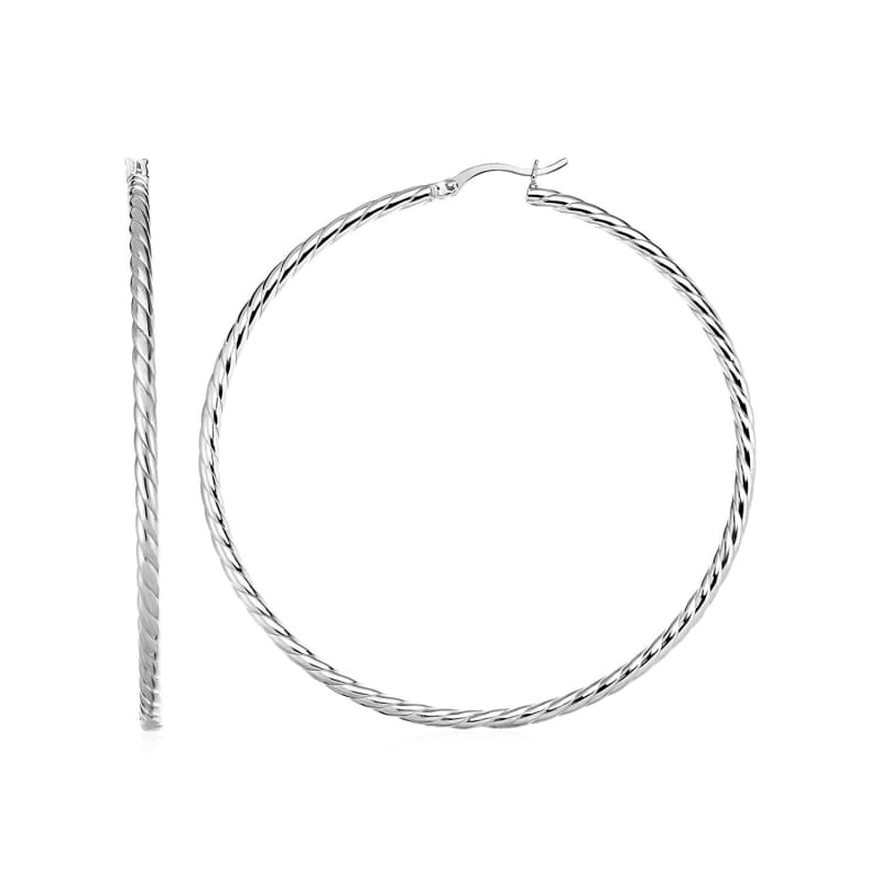 Hoop Earrings with Twist Texture in Sterling Silver | Richard Cannon Jewelry