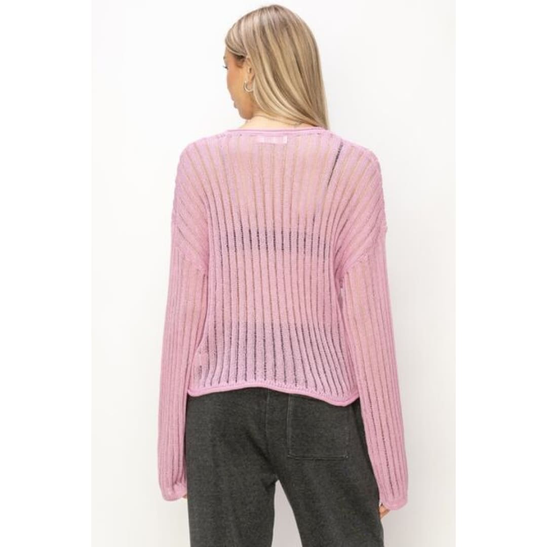 HYFVE Openwork Ribbed Long Sleeve Knit Top | The Urban Clothing Shop™