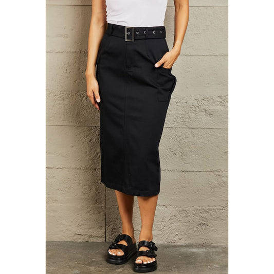 HYFVE Professional Poise Buckled Midi Skirt | The Urban Clothing Shop™
