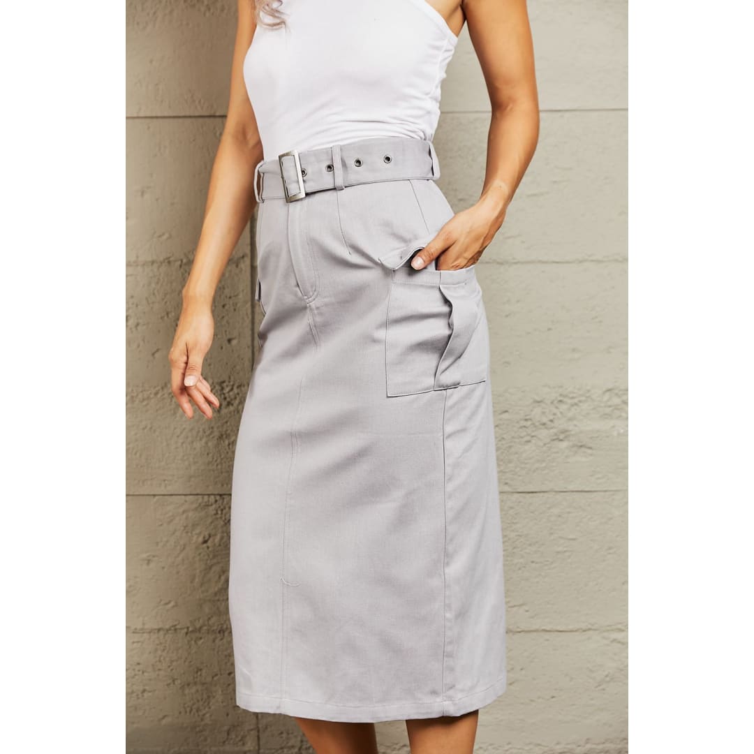 HYFVE Professional Poise Buckled Midi Skirt | The Urban Clothing Shop™