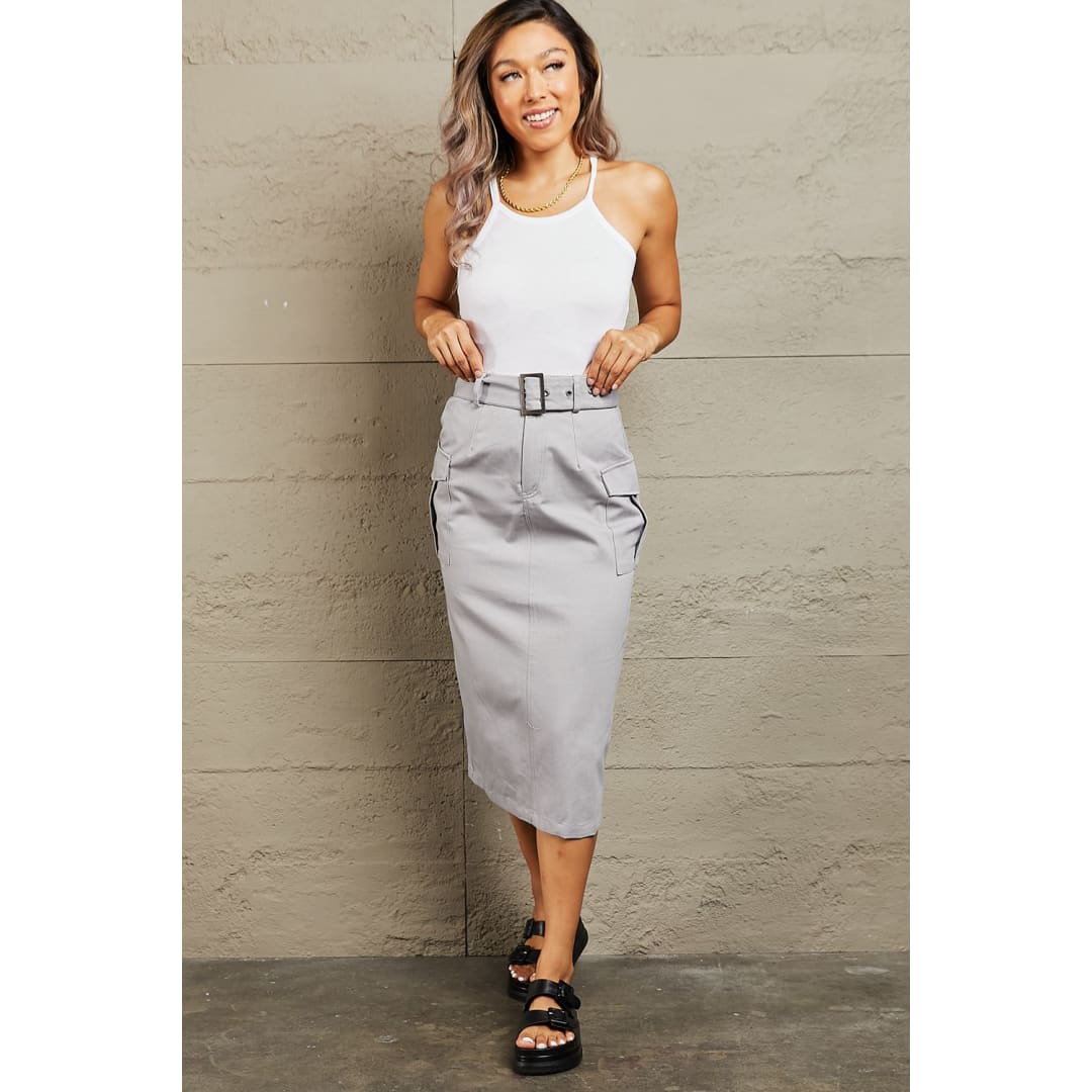 HYFVE Professional Poise Buckled Midi Skirt | The Urban Clothing Shop™