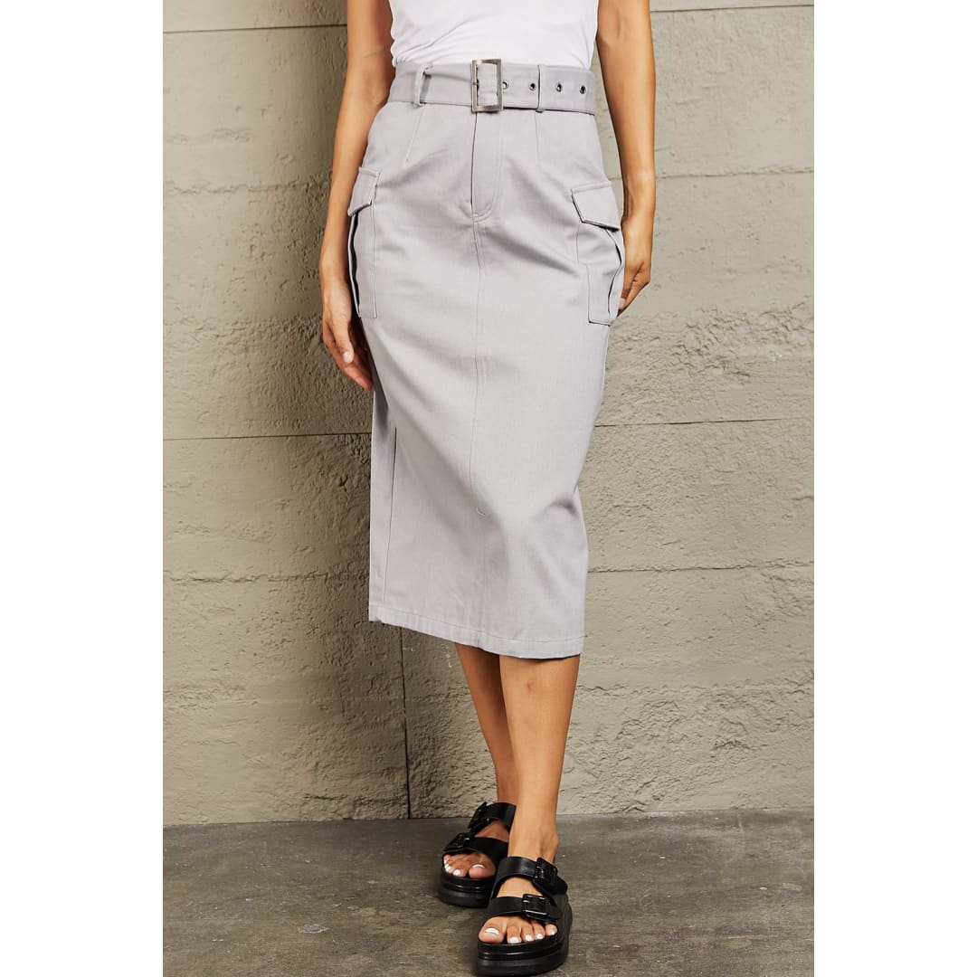 HYFVE Professional Poise Buckled Midi Skirt | The Urban Clothing Shop™