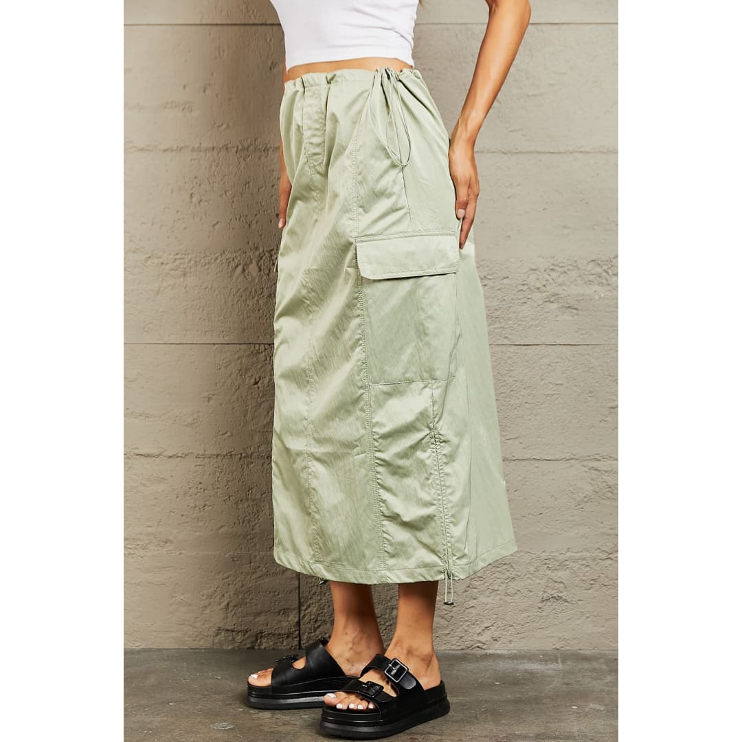 HYFVE Just In Time High Waisted Cargo Midi Skirt | The Urban Clothing Shop™