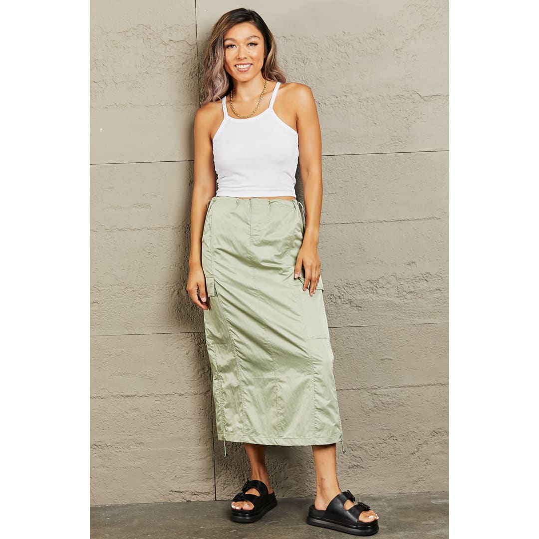 HYFVE Just In Time High Waisted Cargo Midi Skirt | The Urban Clothing Shop™