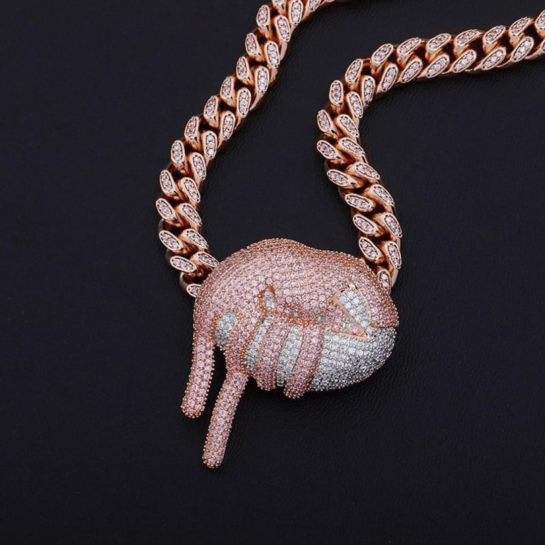 Iced Out Lip Pendant Multicolor Necklace | The Urban Clothing Shop™