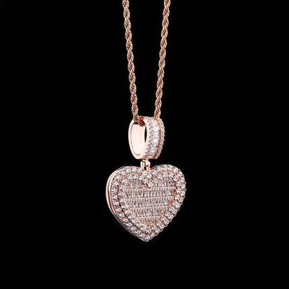 Iced Out Photo-Filled Heart Pendant Necklace | The Urban Clothing Shop™