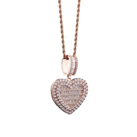 Iced Out Photo-Filled Heart Pendant Necklace | The Urban Clothing Shop™