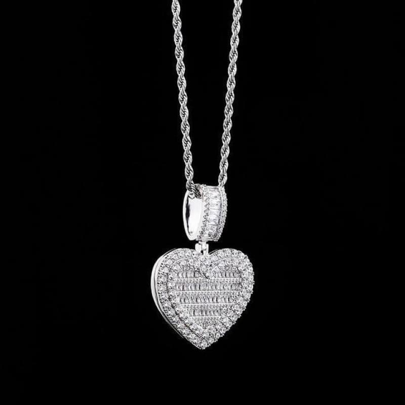 Iced Out Photo-Filled Heart Pendant Necklace | The Urban Clothing Shop™