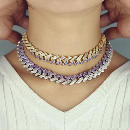 Iced Out Two Tone Wide Miami Cuban Choker Necklace | The Urban Clothing Shop™