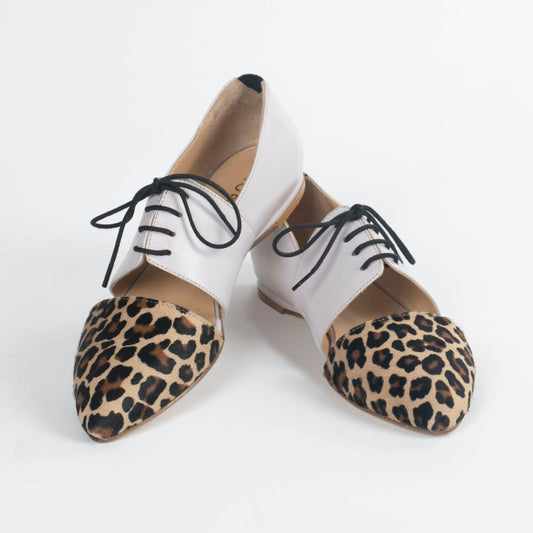 Indigenous Genuine Leather Calf Hair Oxford Flat Shoes by Lordess | Lordess