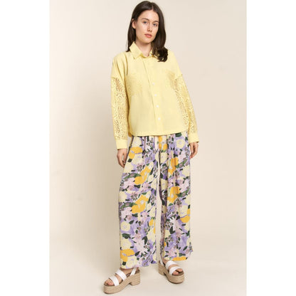 J.NNA Button Down Lace Long Sleeve Waffle Shirt | The Urban Clothing Shop™