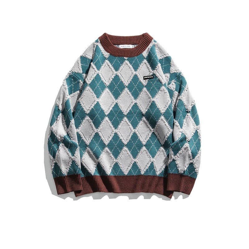 Japanese-Style Retro Loose Plaid Sweater | The Urban Clothing Shop™