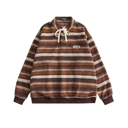 Japanese-Style Retro Striped Casual Sweater | The Urban Clothing Shop™
