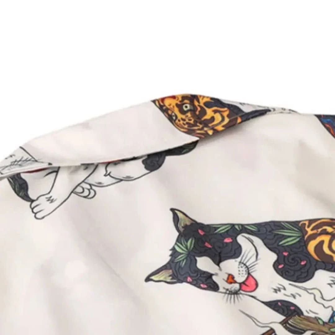 Japanese Tattoo Cat Print Hawaiian Shirt | The Urban Clothing Shop™