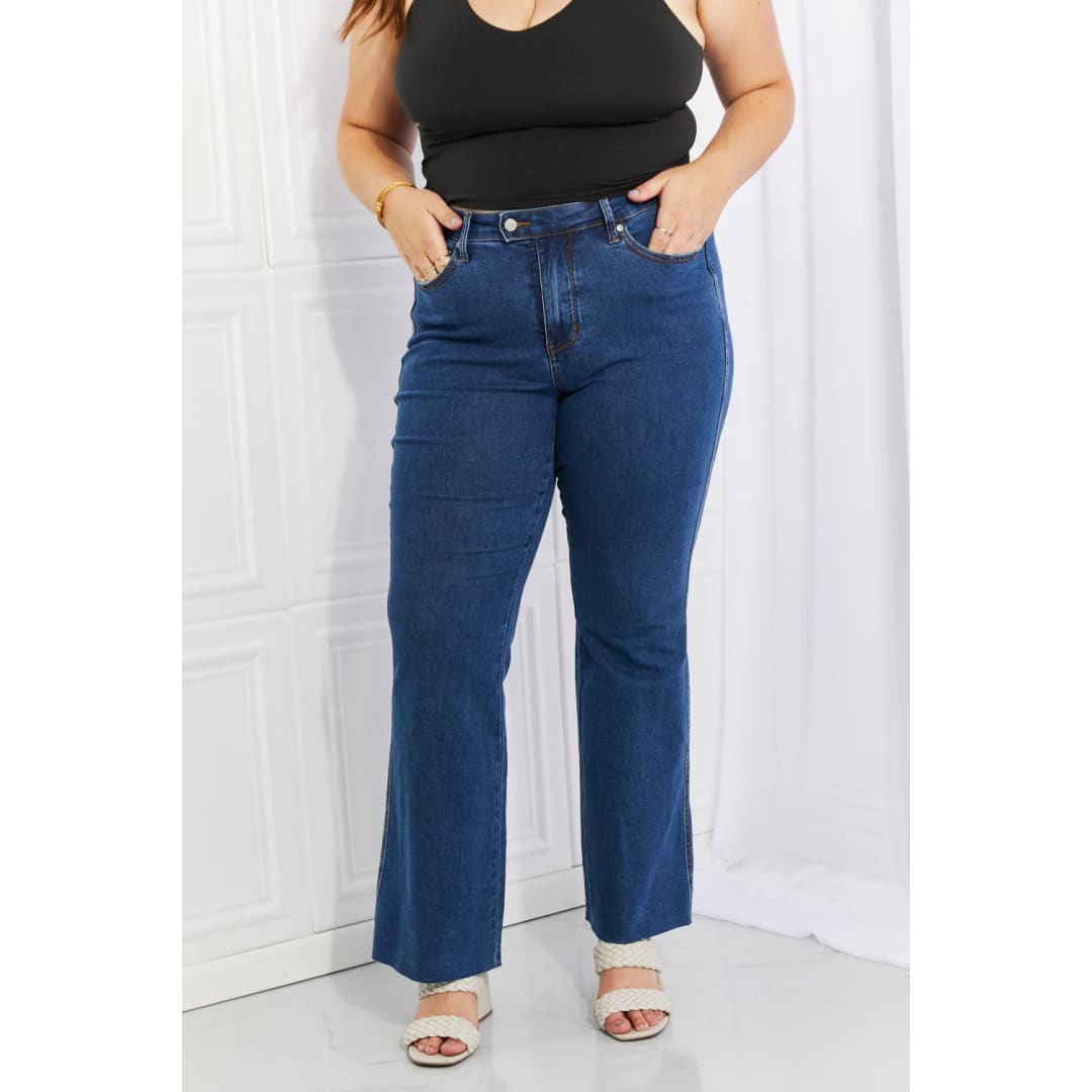 Judy Blue Ava Full Size Cool Denim Tummy Control Flare | The Urban Clothing Shop™