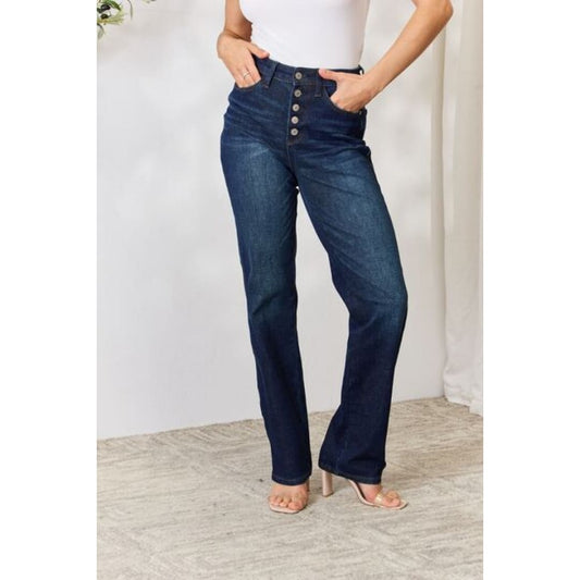Judy Blue Full Size Button-Fly Straight Jeans | The Urban Clothing Shop™