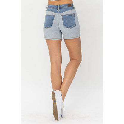 Judy Blue Full Size Color Block Denim Shorts | The Urban Clothing Shop™