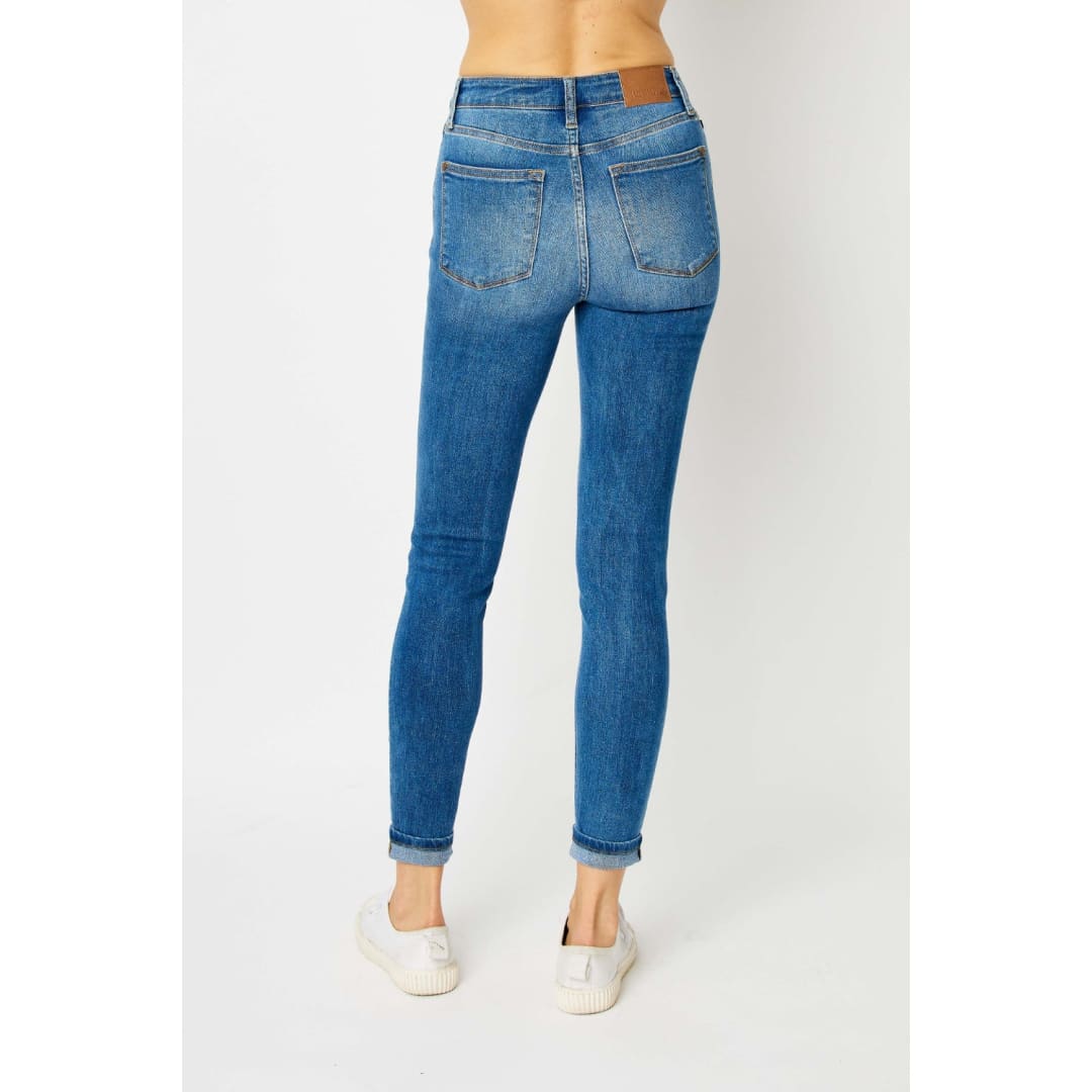 Judy Blue Full Size Cuffed Hem Skinny Jeans | The Urban Clothing Shop™