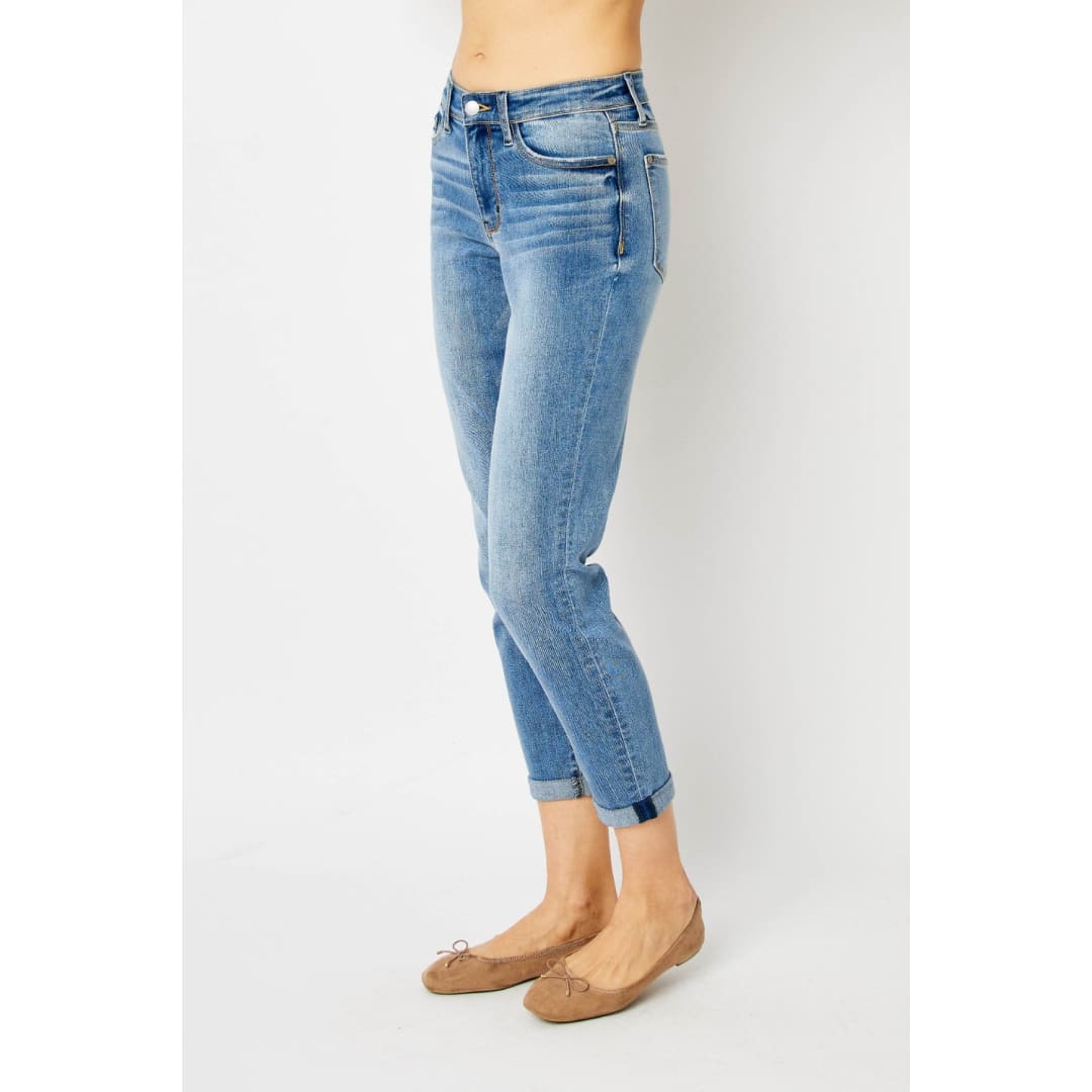 Judy Blue Full Size Cuffed Hem Slim Jeans | The Urban Clothing Shop™