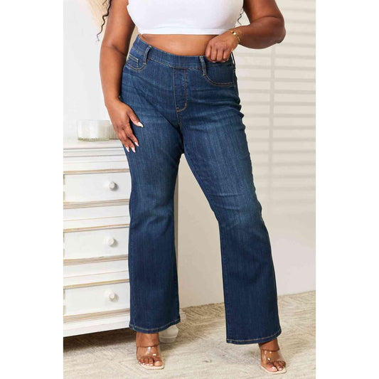Judy Blue Full Size Elastic Waistband Straight Jeans | The Urban Clothing Shop™