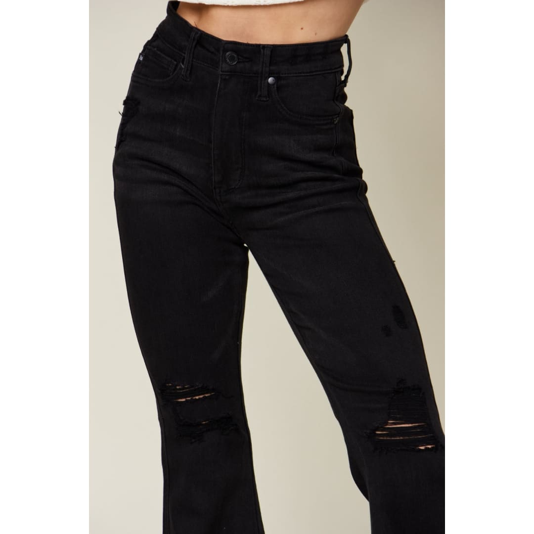 Judy Blue Full Size High Waist Distressed Flare Jeans | The Urban Clothing Shop™