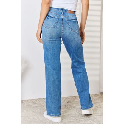 Judy Blue Full Size High Waist Distressed Straight-Leg Jeans | The Urban Clothing Shop™