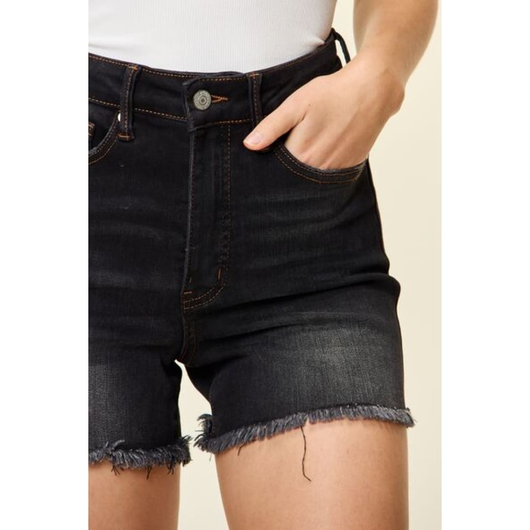 Judy Blue Full Size Tummy Control Fray Hem Shorts | The Urban Clothing Shop™