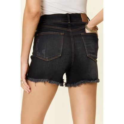 Judy Blue Full Size Tummy Control Fray Hem Shorts | The Urban Clothing Shop™