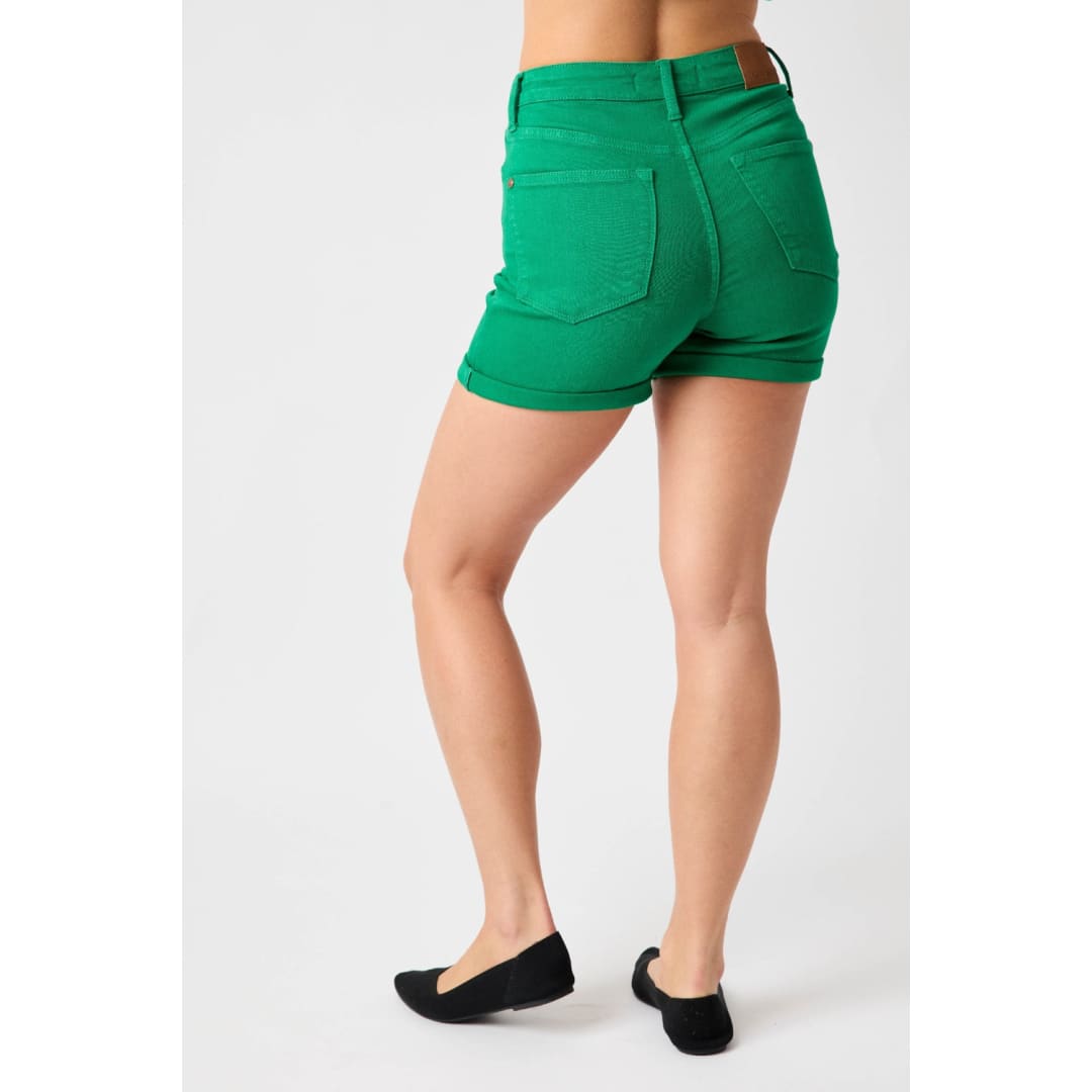 Judy Blue Full Size Tummy Control Garment Dyed Denim Shorts | The Urban Clothing Shop™