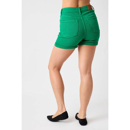 Judy Blue Full Size Tummy Control Garment Dyed Denim Shorts | The Urban Clothing Shop™