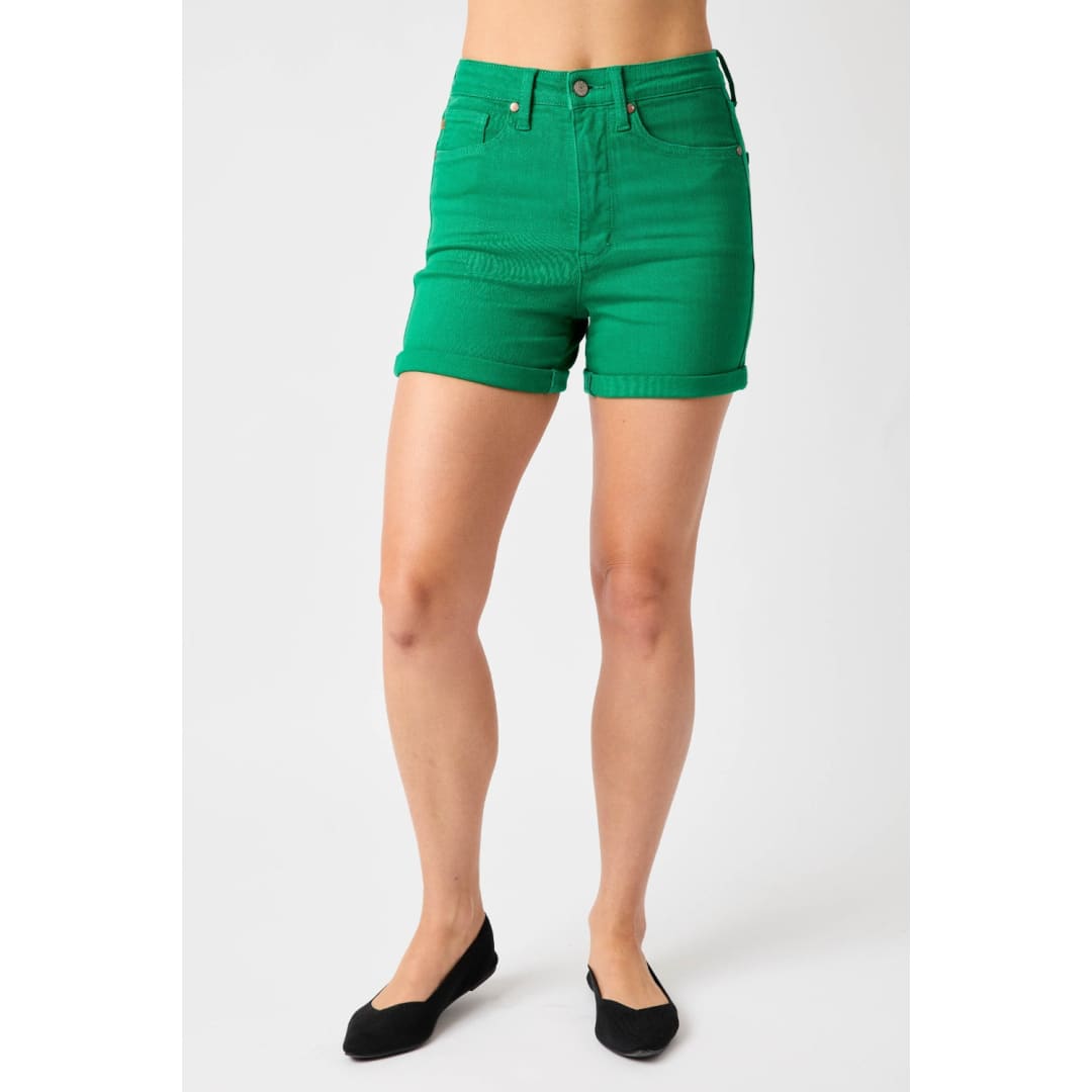 Judy Blue Full Size Tummy Control Garment Dyed Denim Shorts | The Urban Clothing Shop™